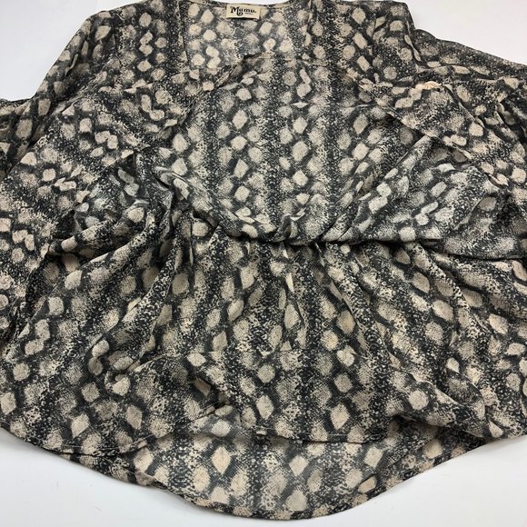 SHOW ME YOUR MUMU Boho Snake Print Poet Sheer Balloon Bell sleeve Fairycore Top - Picture 12 of 13